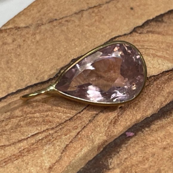 2.9CT Natural Cotton Candy Pink Tourmaline Pear Shape Solid 14K Yellow G 19x10mm - Picture 3 of 5